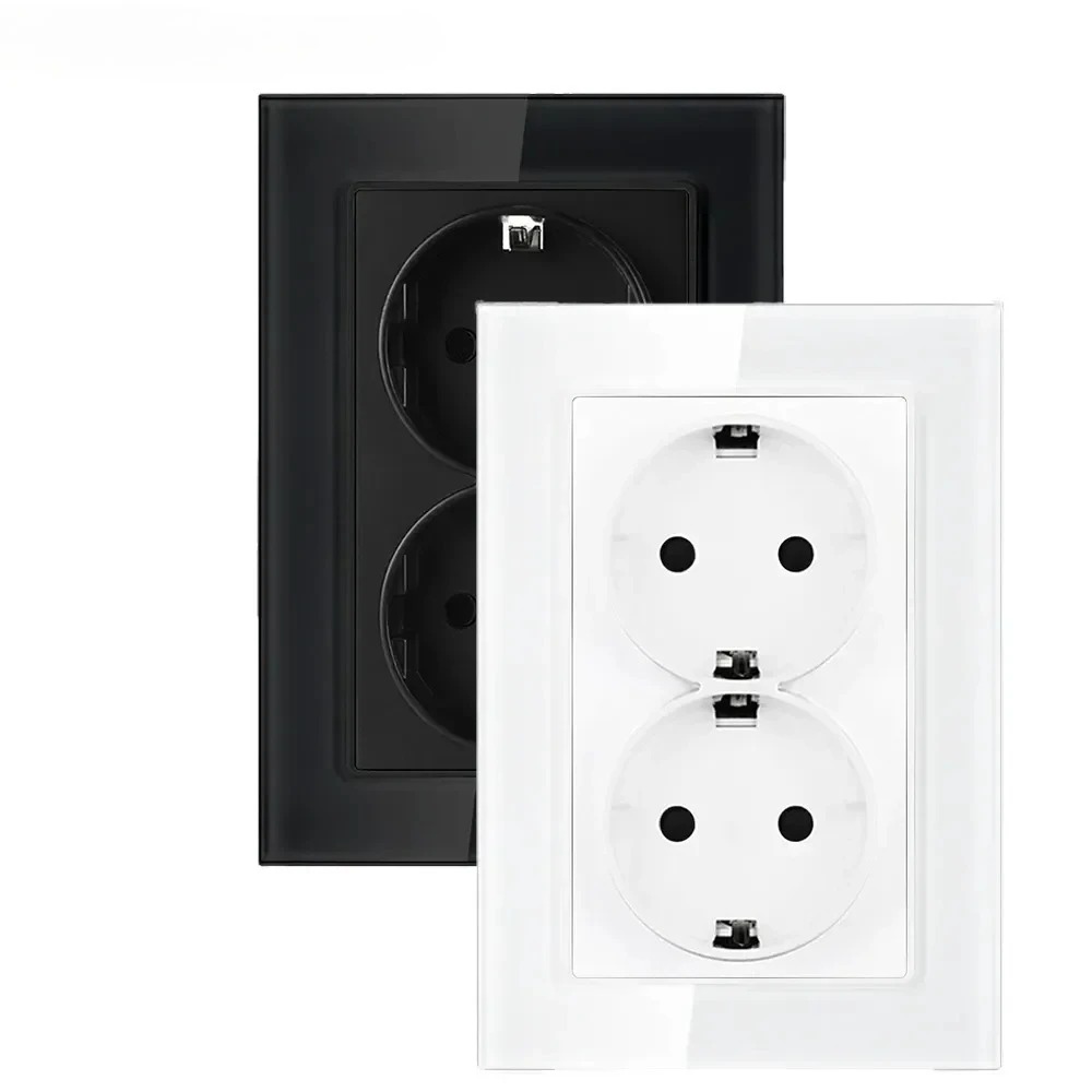 Home Improvement Outlet - مقبس كهربائي مزدوج بمعيار الاتحاد الأوروبي